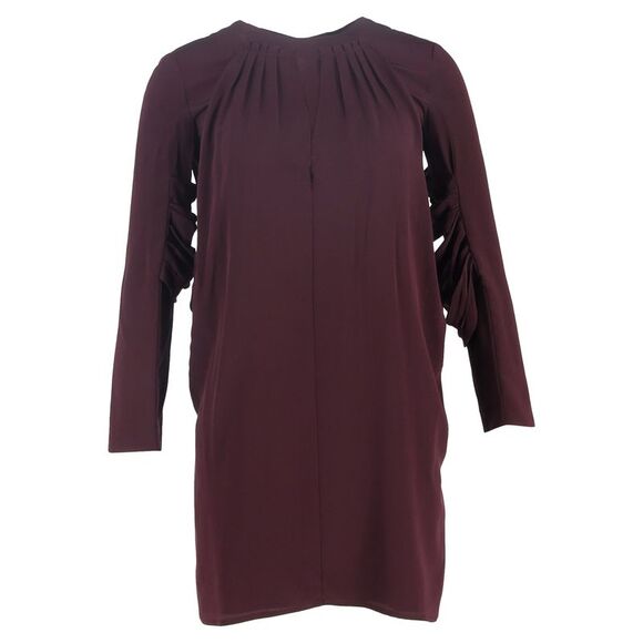 Miu Miu Pleated Mini Dress in Burgundy Silk